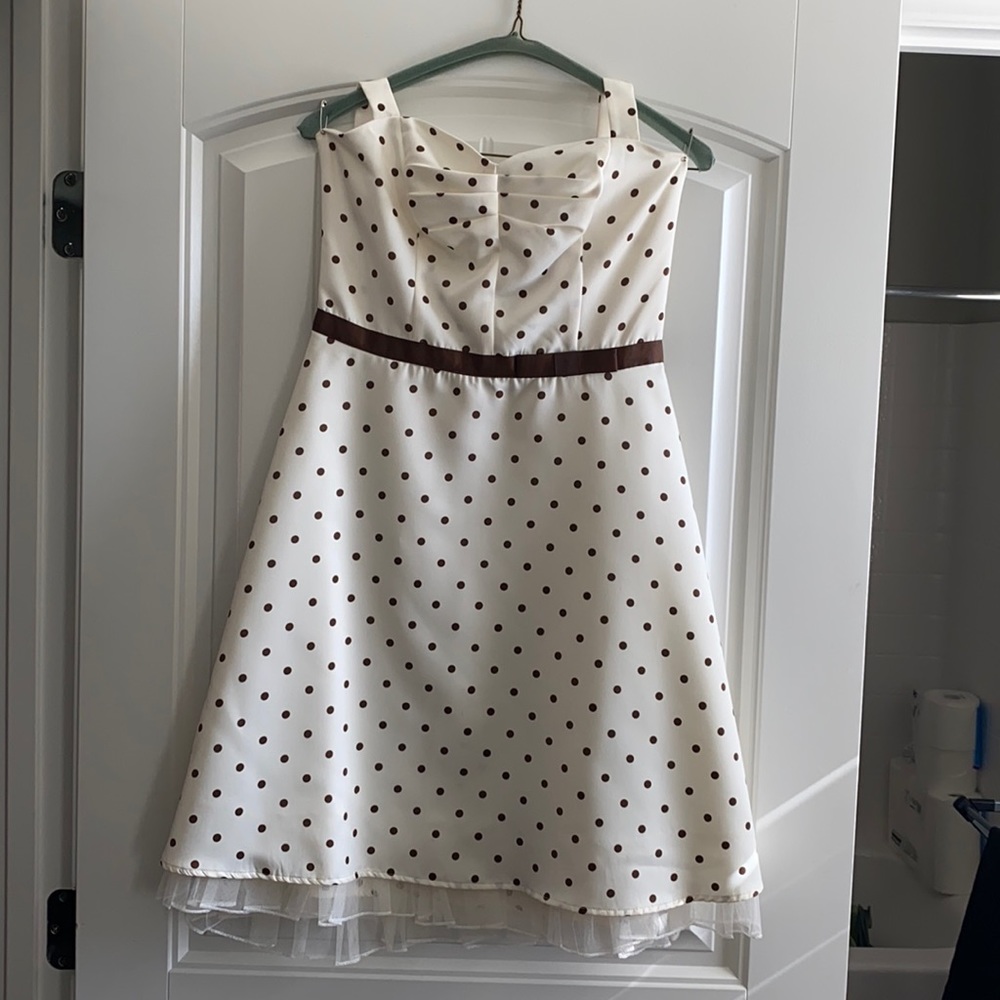 Cream and brown polka dot dress